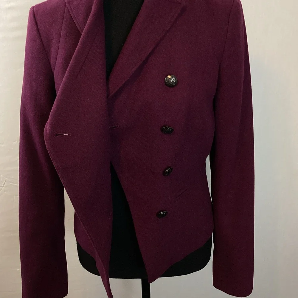 SOLD! Banana Republic Double Breasted Plum Wool Blend Military Jacket - Picture 7 of 13